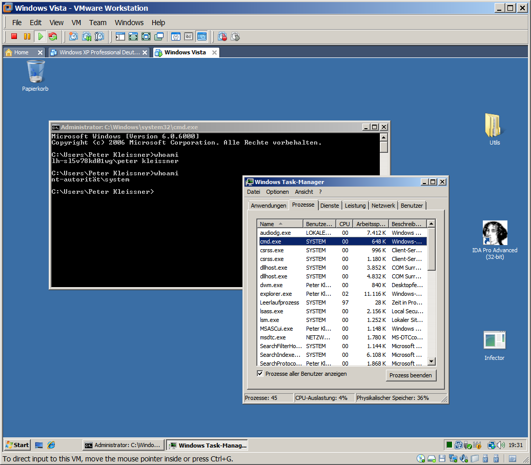 Angriff mit Stoned-Virus unter Windows